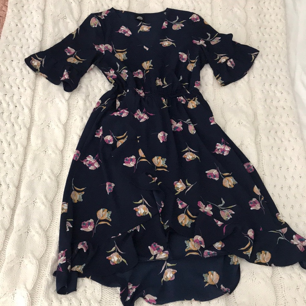 Floral Faux-Wrap Dress